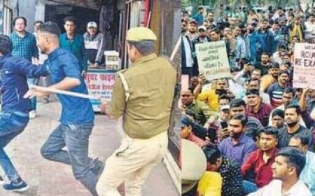 उत्तर प्रदेश में RO/ARO अभ्यर्थियों के आंदोलन को कुचलने के लिए पुलिस ने छात्रों को दौड़ा-दौड़ा कर पीटा