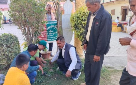 सुरेश उत्सव लॉन के मैनेजर के साथ ग्रीन गुरु जी ने किया पौध रोपण