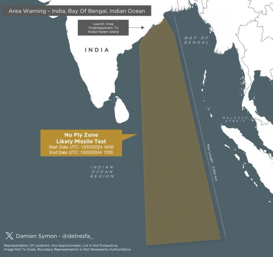 भारत ने बंगाल की खाड़ी के ऊपर NOTAM ने नो-फ्लाई ज़ोन की घोषणा की
