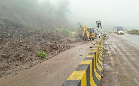 ड्रमंडगंज घाटी में भूस्खलन होने से राष्ट्रीय राजमार्ग पर तीन घंटे तक आवागमन रहा बाधित 