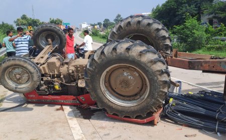मिर्जापुर के चुनार में ट्रैक्टर पलटने से चालक गंभीर रूप से घायल