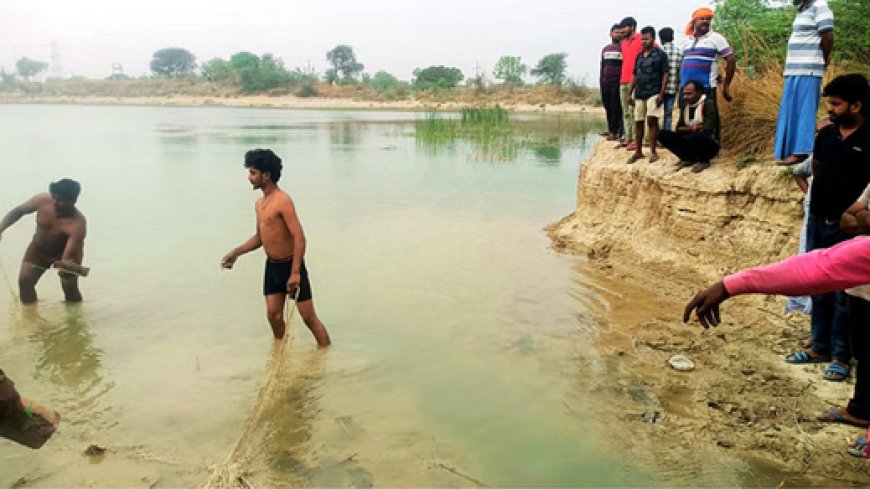 भदोही: तीन बच्चों के साथ तालाब में कूदी मां, दो बच्चों का शव मिला, तलाश जारी