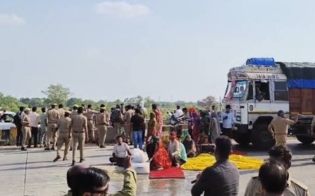 मिर्जापुर: हाईवा ट्रेलर की टक्कर से महिला की मौत, पति घायल, ग्रामीणों का जोरदार प्रदर्शन