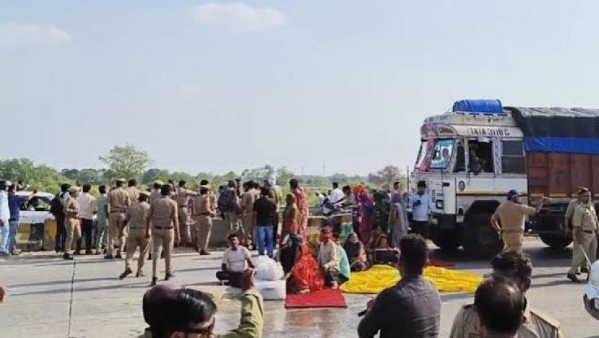 मिर्जापुर: हाईवा ट्रेलर की टक्कर से महिला की मौत, पति घायल, ग्रामीणों का जोरदार प्रदर्शन